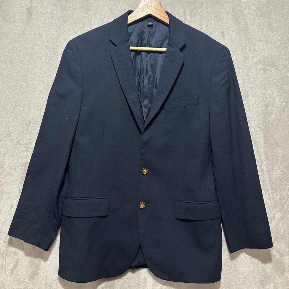 J.Crew Thompson Men 38S Navy Blue 100% Wool 2-Button Blazer Sport Coat RN77388
